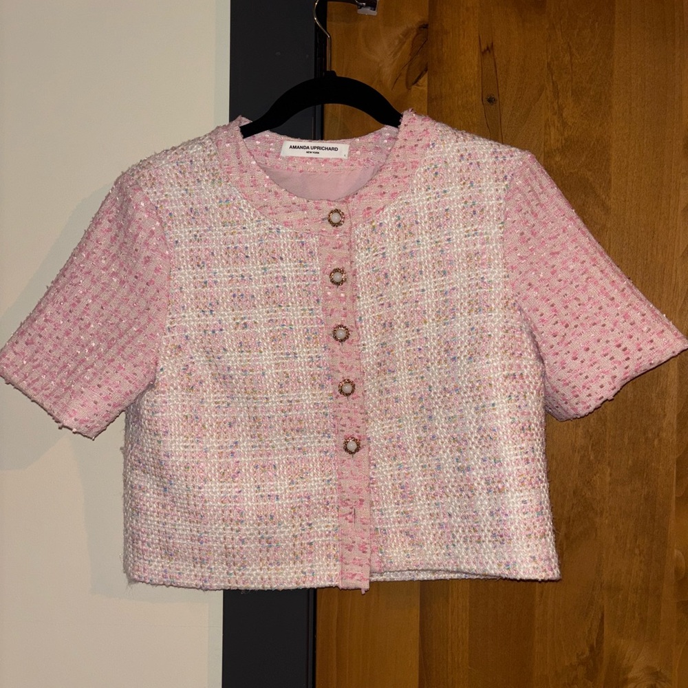 Amanda Uprichard Tweed Short Sleeve Jacket - Size Small